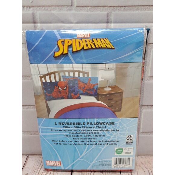 Marvel Spider-Man Reversible Pillowcase 20" X 30" 100% Polyester Kids Bedding (p - Picture 3 of 4